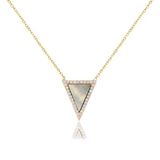 Emılıano Jewellery Zirkon Taşlı Pırlanta Montür Altın Kaplama Ortası Sedef Taşlı Üçgen Gümüş Kolye