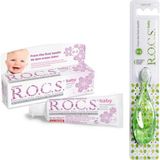 Emilio Pucci Rocs Floridsiz 0-3 Yaş Yeşil Bebek Diş Fırçası ve 35 ml Bebek Diş Macunu