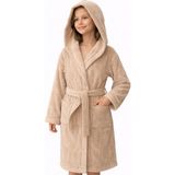 Emillie %100 Pamuk Ihracat Fazlası Kadife Çocuk Bornozu Unisex - 6 - 8 Yaş - Bej