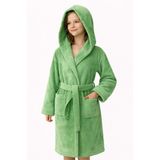 Emillie %100 Pamuk Ihracat Fazlası Kadife Çocuk Bornozu Unisex - 6 - 8 Yaş - Yeşil