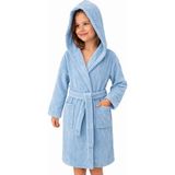 Emillie %100 Pamuk Ihracat Fazlası Kadife Çocuk Bornozu Unisex - 8 - 10 Yaş - Açık Mavi