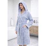 Emillie %100 Pamuk Kadife Ihracat Fazlası Unisex Bornoz -Yüksek Kalite - S - M - Açık Mavi