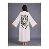 EMİLLİE %100 Pamuk Kimono Müslin Kaftan Kaplan desen – Nefes Alabilen, Ultra Hafif, Hızlı Kuruyan Yazlık Kaftan
