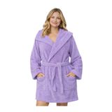 Emillie Kapşonlu Bukle Bornoz -%100 Pamuk - L - XL - Mor