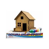 Emin Ahşap Boyama Ev Seti Mdf Malzeme İle Çitli Model Boya Fırça Ve Maket