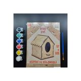 Emin İş Eğitimi 3d Ahşap Maket Kuş Evi Eğitici Ve Eğlenceli Fırça Hediyeli Hemen Boyamaya (BOYALAR GÖRSEL AMAÇLIDIR)