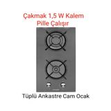 Eminçelik 2 GÖZLÜ TÜPLÜ GAZ EMNİYETLİ ANKASTRE KARAVAN OCAĞI(ÇAKMAK SİSTEMİ 1,5 W KALEM PİLLE ÇALIŞIR)