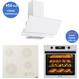 Eminçelik Ve Afm Marka T3 Airfryer Vitro Elektr Dijital Beyaz Ankastre Set Af 2190W +V6-05+Fm3301w
