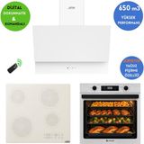 Eminçelik ve Afm Marka T4 Airfryer Vitro Elektr Dijital Beyaz Ankastre Set Af 2190W +V6-05+FM3401W