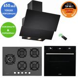 Eminçelik ve Afm Tech Marka Faw 5 Gözlü 1'wok Siyah Ankastre Set (22 385 Y +FM7700 +Ch 1454 Rc B60)