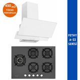 Eminçelik ve Afm Tech Marka Fethy A22 5 Gözlü 2'li Siyah-Beyaz Ankastre Set (22 385 Wok Y +FM3301)