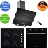 Eminçelik ve Afm Tech Marka / Fıda Siyah Turbo Cam Ankastre Set ( FM7700 + FM2200 + Ch 1455 Rc B60)