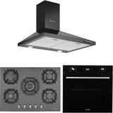 Eminçelik ve Afm Tech Marka / Mijas Siyah 5 Gözlü Ankastre Set (7700 +22 385 Wok +1420 B60 Piramit)