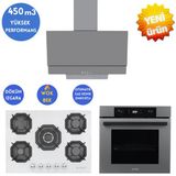 Eminçelik Ve Afm Tech Marka/ Nw 1'Wok Antrasit-Gri Ankastre Set ( 22 386 Beyaz + Fm7710 +Fm3407)