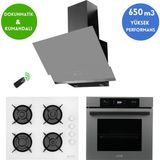 Eminçelik ve Afm Tech Marka /ox Antrasit-Gri Dijital Ankastre Set (12 226 Beyaz + FM7710 + FM3409) - Inox
