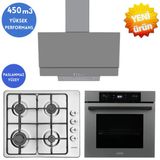 Eminçelik Ve Afm Tech Marka/ Qant Antrasit-Gri Ankastre Set (31 220 İnox Emaye + Fm7710 + Fm3407)