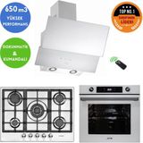Eminçelik ve Afm Tech Marka/gr Inox Beyaz Turbolu Ankastre Set (22 380 Wok +FM7701 +Ch 1454 Rc W60)