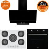 Eminçelik ve Afm Tech Markalı / Axe 5 Gözlü 1'wok Dijital Ankastre Set ( 22 386 + FM7700 + FM3250 ) - Beyaz