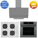 Eminçelik Ve Afm Tech Markalı / Dion Turbo Antrasit-Gri Ankastre Set (12 226 Beyaz+ Fm7710+Fm3407)