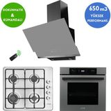 Eminçelik Ve Afm Tech Markalı / Lrao Antrasit-İnox Ankastre Set ( 31 220 Emaye + Fm7710 + Fm3409)