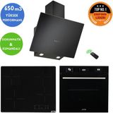 Eminçelik ve Afm Tech Markalı / Qeb Elektrikli Dijital Ankastre Set (FM7700+V6-04 + Ch 1460 Rc B60) - Siyah