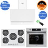 Eminçelik Ve Afm Tech Markalı / Rean 5 Gözlü 1'Wok Beyaz Ankastre Set ( 22 386 + Fm7701 + Fm3401)