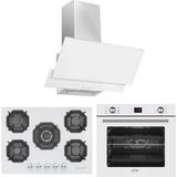 Eminçelik ve Afm Tech Markalı / Via 5 Gözlü 1'wok Beyaz Ankastre Set ( 22 386 + FM7701 + FM3301 )