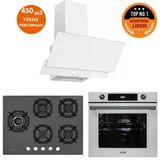 Eminçelik Ve Afm Tech Markalı /Wıp 5 Gözlü 1'Wok Beyaz-Siyah Ankastre Set (22 385 Y+ Fm7701+Fm3301)