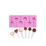 Eminonutoptanci Silikon Yıldız Kalp ve Daire Şeklinde Şeker Lolipop Kalıbı 6 Lı