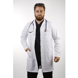EMIR Erkek Beyaz Uzun Kollu 90 Cm Ceket Yaka Alpaka Öğretmen Doktor Eczacı Hemşire Önlüğü
