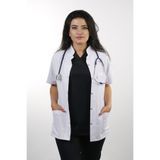 EMIR Kadın Beyaz Kısa Kollu 70 Cm Hakim Yaka Alpaka Öğretmen Doktor Eczacı Hemşire Önlüğü