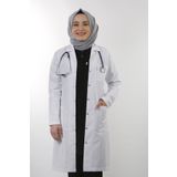 EMIR Kadın Beyaz Uzun Kollu 100 Cm Ceket Yaka Alpaka Öğretmen Doktor Eczacı Hemşire Önlüğü