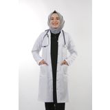 EMIR Kadın Beyaz Uzun Kollu 100 Cm Hakim Yaka Alpaka Öğretmen Doktor Eczacı Hemşire Önlüğü