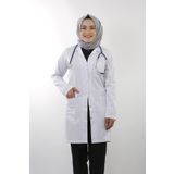 EMIR Kadın Beyaz Uzun Kollu 90 Cm Ceket Yaka Alpaka Öğretmen Doktor Eczacı Hemşire Önlüğü
