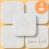 Emir Kids Müslin Bebek Ağız Mendili %100 Pamuk Renkli - Beyaz - 30 x 30 cm