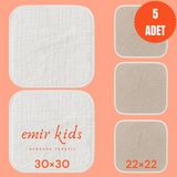 Emir Kids Müslin Bebek Ağız Mendili %100 Pamuk Renkli - Çok Renkli - 30 x 30 cm
