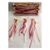 EMİR KINA Çubuklu Kına Zili Bordo 10'lu Paket (kurdele Dantel Kağıt Gül Süslemeli) 30 Cm