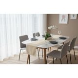 Emira Tasarım Şık Bej Keten Runner – Keten Dantel Detaylı Sofra, Masa, Amerikan Servis - 140 x 40 cm