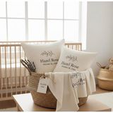 Emira Tasarım%100 Pamuk Müslin Bebek Battaniye ve Yastık Seti, Bej, 40x40-100x100 cm, Antibakteriyel, Kişiye Özel İsim İşlemeli, Düz Desen