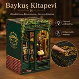 Emirgan Owl Bookstore Book Nook DIY Kit – Ahşap Minyatür Kitaplık Dekoru, LED Işıklı Kendin Yap Hobi Seti