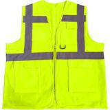 Emirhan Emniyet Ikaz Yeleği-Şantiye Işçi Yeleği Mühendis Tipi Cepli Fermuarlı - Gri - Sarı - 2XL