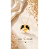 emirOmade 925 Ayar Gümüş Kişiye Özel İsimli Kalp üzeri İsim Yazılı Melek Kanatlı Kolye Gold Rengi 14 Ayar Altın Kaplama Kişiselleştirilebilir İsim Kolye Hediye Gümüş Kolye