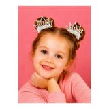 EMKSHOP Taç Figürlü Zirkon Taşlı Cinderella,Balerin Prenses Toka,Atkuyruğu,Topuz İncili Çocuk Lastik Toka 2 ADET
