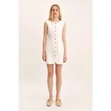 Emma Button Down Mini Elbise - %100 Keten, Özgün Tasarım ve Konfor - Fildişi