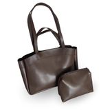 Emma Carter Büyük Boy Trend Suni Deri Omuz Çantası, Kadın Yavrulu Tote Omuz Çantası, Yeni Sezon Shopper Çanta (Acı Kahve)