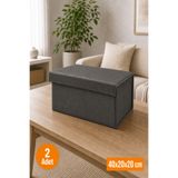 Emma Oliwia 2 Adet Antrasit Kapaklı Dolap İçi Düzenleyici, Katlanabilir Kıyafet Saklama Kutusu, Raf Düzenleyici Organizer Large 40x20x20cm