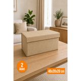 Emma Oliwia 2 Adet Bej Kapaklı Dolap İçi Düzenleyici, Katlanabilir Kıyafet Saklama Kutusu, Raf Düzenleyici Organizer Large 40x20x20cm