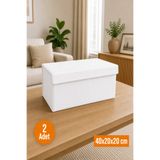 Emma Oliwia 2 Adet Beyaz Kapaklı Dolap İçi Düzenleyici, Katlanabilir Kıyafet Saklama Kutusu, Raf Düzenleyici Organizer Large 40x20x20cm
