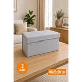 Emma Oliwia 2 Adet Gri Kapaklı Dolap İçi Düzenleyici, Katlanabilir Kıyafet Saklama Kutusu, Raf Düzenleyici Organizer Large 40x20x20cm