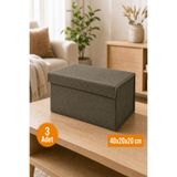 Emma Oliwia 3 Adet Antrasit Kapaklı Dolap İçi Düzenleyici, Katlanabilir Kıyafet Saklama Kutusu, Raf Düzenleyici Organizer Large 40x20x20cm